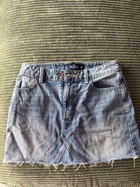 Hollister Light Blue Frayed Denim Mini Skirt